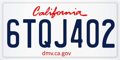 CA license plate 6TQJ402