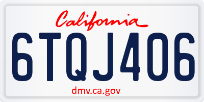 CA license plate 6TQJ406