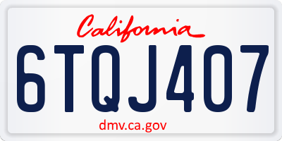 CA license plate 6TQJ407