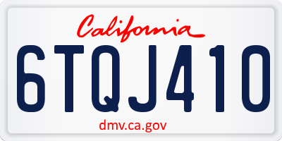 CA license plate 6TQJ410