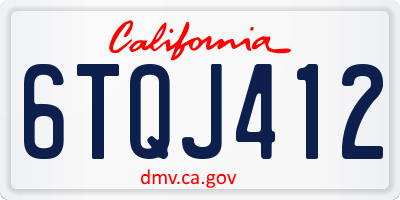 CA license plate 6TQJ412