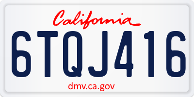 CA license plate 6TQJ416