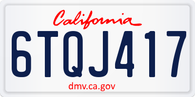 CA license plate 6TQJ417