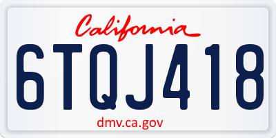 CA license plate 6TQJ418