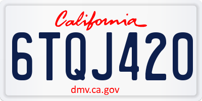 CA license plate 6TQJ420