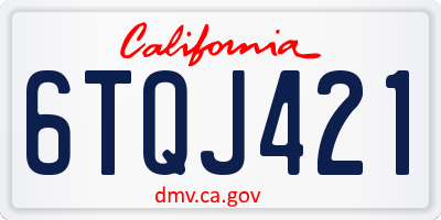 CA license plate 6TQJ421