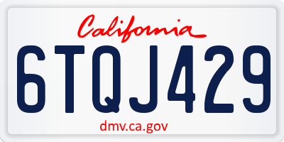 CA license plate 6TQJ429