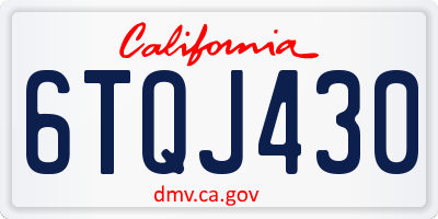 CA license plate 6TQJ430