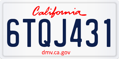 CA license plate 6TQJ431