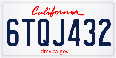 CA license plate 6TQJ432