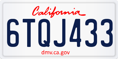 CA license plate 6TQJ433