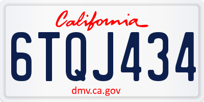 CA license plate 6TQJ434