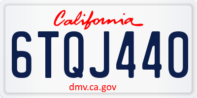 CA license plate 6TQJ440