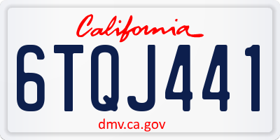 CA license plate 6TQJ441