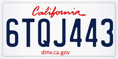 CA license plate 6TQJ443