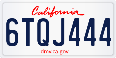 CA license plate 6TQJ444