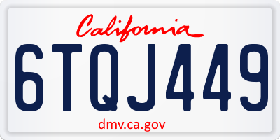 CA license plate 6TQJ449