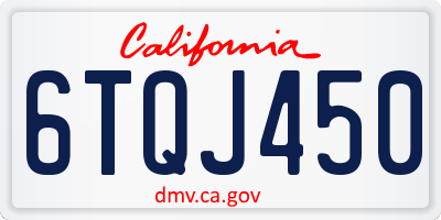 CA license plate 6TQJ450