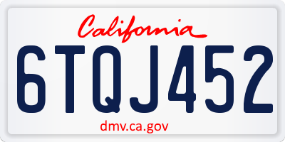 CA license plate 6TQJ452