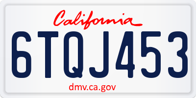 CA license plate 6TQJ453