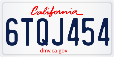 CA license plate 6TQJ454