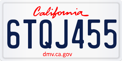 CA license plate 6TQJ455