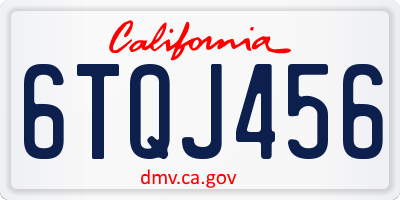 CA license plate 6TQJ456