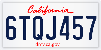 CA license plate 6TQJ457