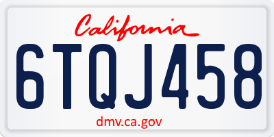 CA license plate 6TQJ458