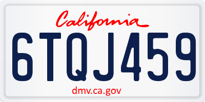 CA license plate 6TQJ459