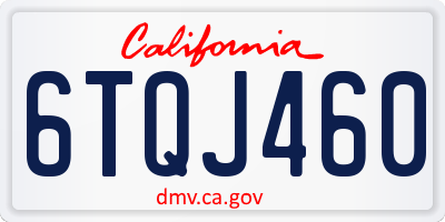 CA license plate 6TQJ460