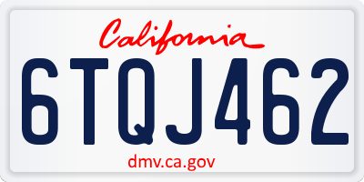 CA license plate 6TQJ462