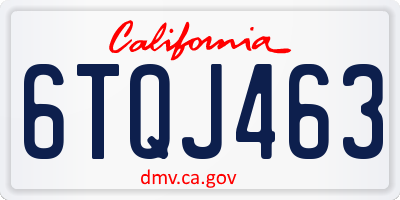 CA license plate 6TQJ463