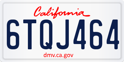 CA license plate 6TQJ464