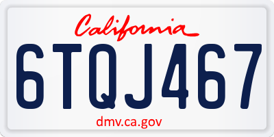 CA license plate 6TQJ467