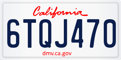 CA license plate 6TQJ470