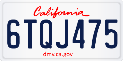 CA license plate 6TQJ475