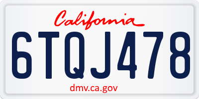 CA license plate 6TQJ478