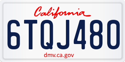 CA license plate 6TQJ480