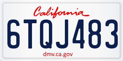 CA license plate 6TQJ483