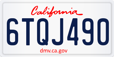 CA license plate 6TQJ490