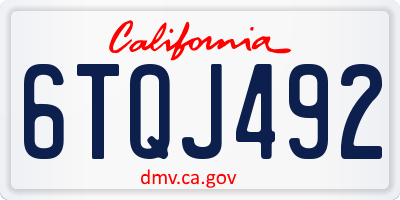 CA license plate 6TQJ492