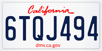 CA license plate 6TQJ494