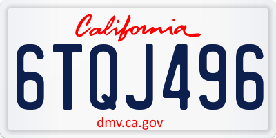 CA license plate 6TQJ496