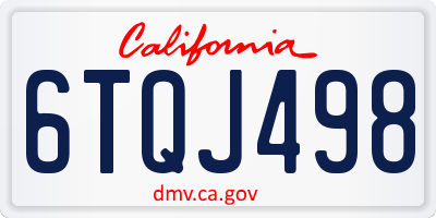 CA license plate 6TQJ498