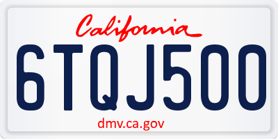 CA license plate 6TQJ500