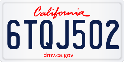 CA license plate 6TQJ502