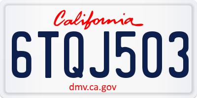 CA license plate 6TQJ503