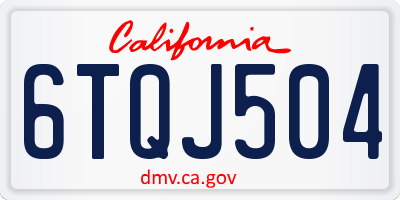 CA license plate 6TQJ504