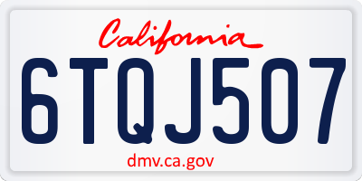 CA license plate 6TQJ507